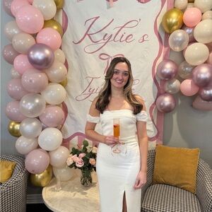 Likely Cream Off-Shoulder Midi Dress